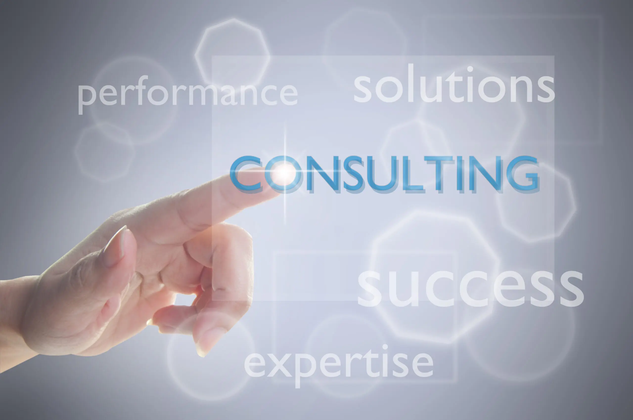 Consulting Finger selecting consulting option on touch screen